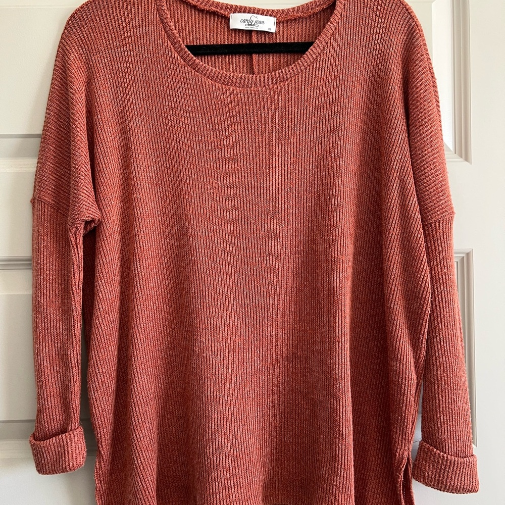 Carly Jean Los Angeles Warm Rust Long Sleeve Top